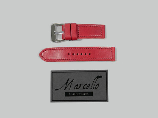 Ruby Red Luminor Due 42mm Leather Strap by Marcello IMAGE