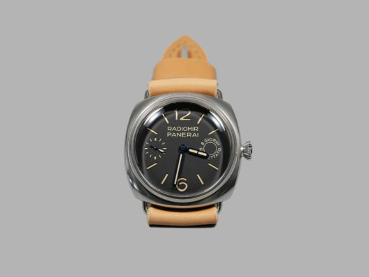 Photograph of handmade Tan Radiomir Strap on watch by Marcello IMAGE