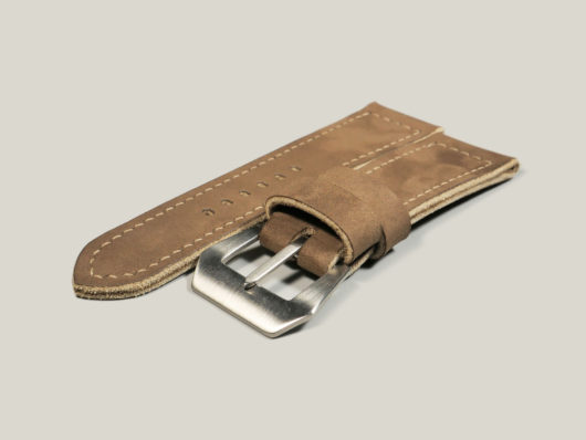 Custom Nougat Brown Radiomir Leather Strap Handmade IMAGE