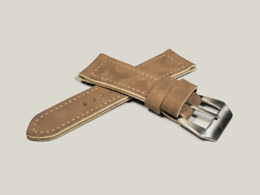 Bespoke Nougat Brown Radiomir Leather Strap Handmade IMAGE