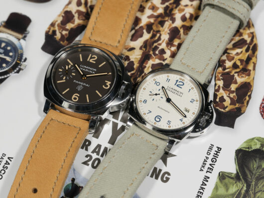 Green Panerai DUE canvas strap on military-style watch IMAGE