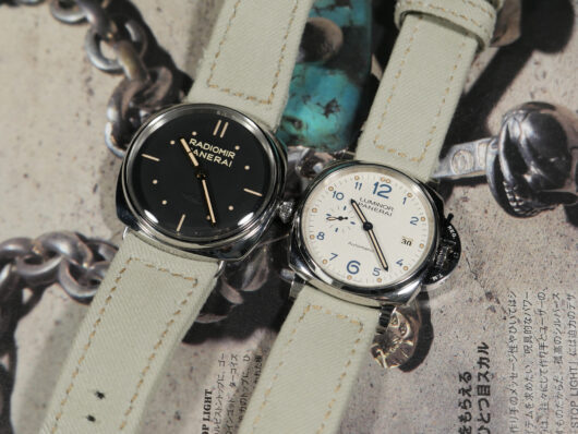 Green Panerai DUE canvas strap on sporty timepiece PAM00906 IMAGE