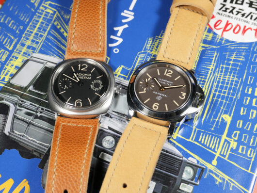 Tan strap accentuating Panerai watch IMAGE