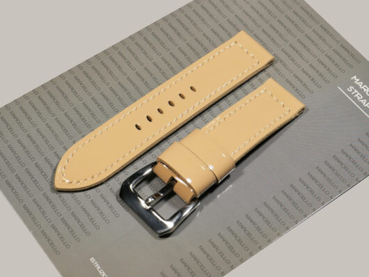 Premium glossy beige Panerai Luminor DUE strap for watches IMAGE
