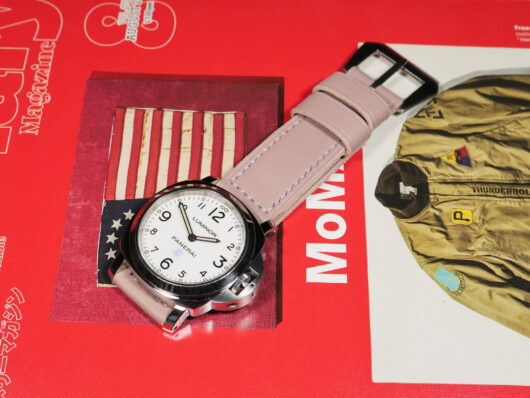 Matte pink leather band for Panerai timepieces - IMAGE