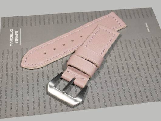 Matte pink leather Panerai strap for luxury watches - IMAGE