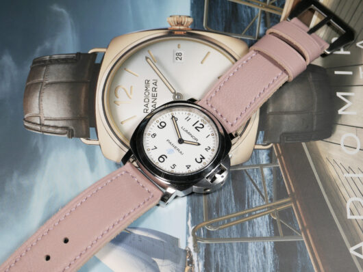 Elegant matte pink leather strap for Panerai watches - IMAGE