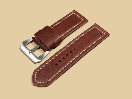 Luxurious Soft Brown Panerai Strap with Buckle Close-up IMAGE