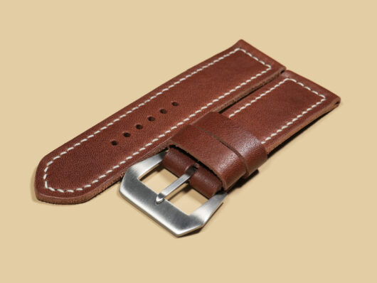 Stylish Brown Leather Panerai Watch Band with Buckle IMAGE