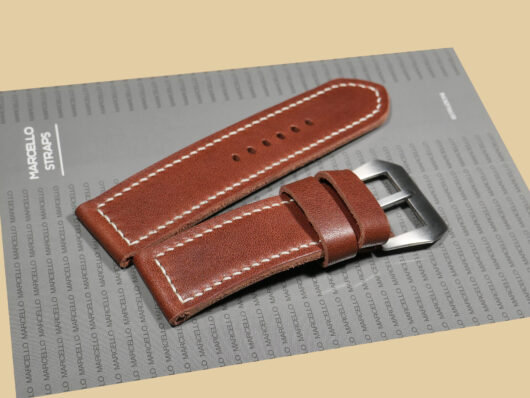 Elegant Soft Brown Leather Panerai Band with Buckle IMAGE