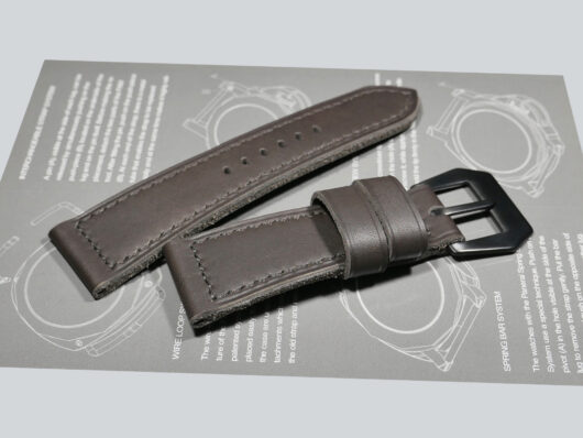 Elegant Grey Leather Panerai Radiomir Strap with PVD Buckle IMAGE