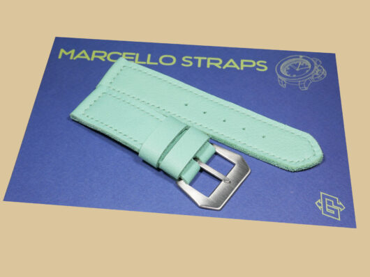 A photo of Light Breakfast Blue Panerai 47mm custom strap by Marcello Straps IMAGE