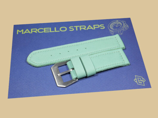 A photo of Light Breakfast Blue Panerai 47mm bracelet from Marcello Straps IMAGE