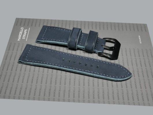 A photo of Suede Blue Panerai Radiomir PAM00292 custom strap by Marcello Straps IMAGE
