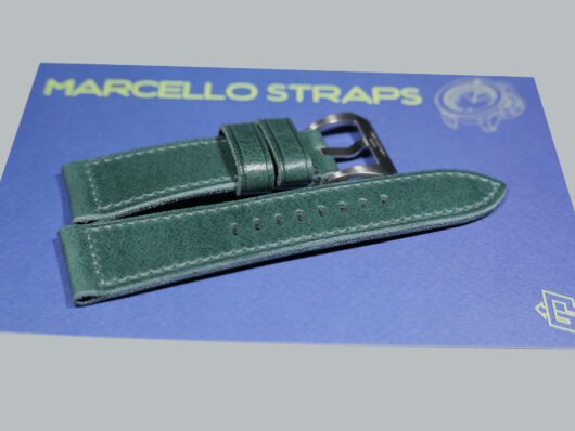 A photo of Green Radiomir Strap for Panerai custom strap by Marcello Straps IMAGE