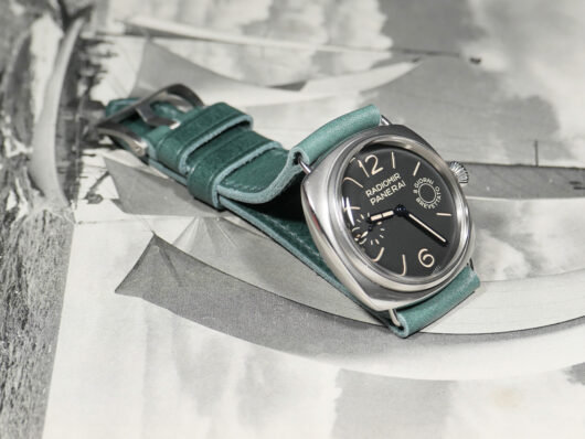 A photo of Green Radiomir Strap for Panerai vintage band from Marcello Straps IMAGE