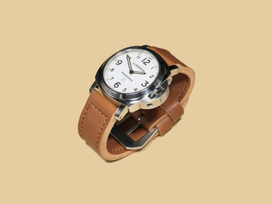 Brown Thick 44mm Panerai strap on wristwatch