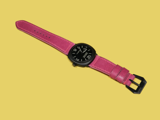 Pink Radiomir strap for Panerai Radiomir laid flat