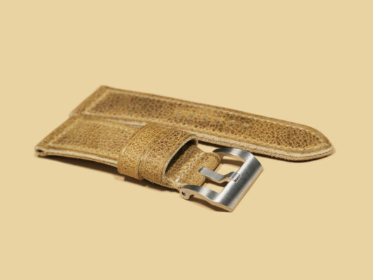 Hand-stitched tan custom Radiomir strap for Panerai Radiomir