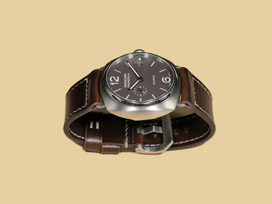 Dark Brown Panerai Radiomir Strap from Marcello Straps in natural light