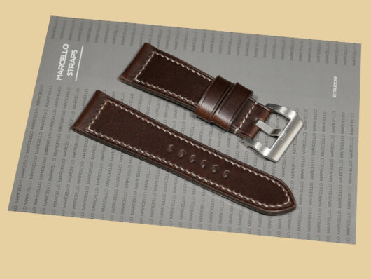 Dark Brown Panerai Radiomir Strap from Marcello Straps with hand stitching detail