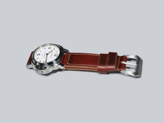 44mm Burgundy Panerai Strap from Marcello Straps with hand-sewn stitching