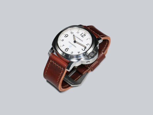 Side view of 44mm Burgundy Panerai Strap from Marcello Straps