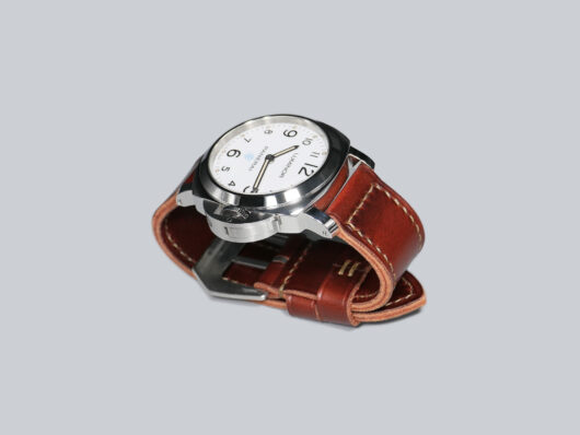 Luxurious 44mm Burgundy Panerai Strap from Marcello Straps with vintage buckle