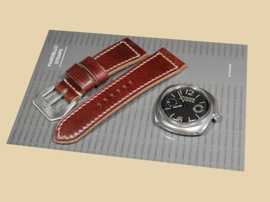 Custom Thick Panerai Radiomir Strap from Marcello Straps with leather texture