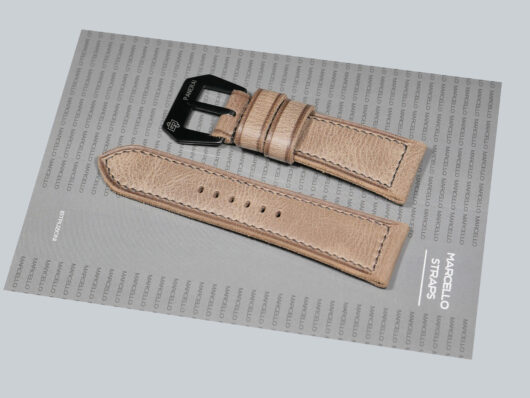 Grey Panerai Radiomir Strap from Marcello Straps with vintage-style buckle