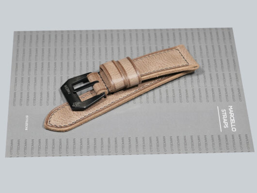 Soft leather Grey Panerai Radiomir Strap from Marcello Straps laid flat