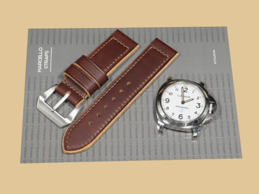 Soft Burgundy Panerai Strap for 44mm Panerai from Marcello Straps - Full shot.