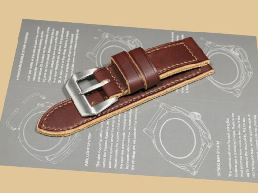 Marcello Straps Soft Burgundy Leather Strap for 44mm Panerai Watch.