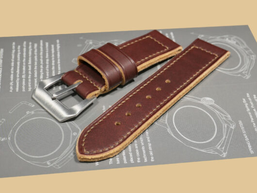 Soft Burgundy Leather Panerai Strap for 44mm Panerai by Marcello Straps.